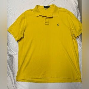 Polo Ralph Lauren Classic Fit Shirt Primary Yellow Cotton Knit Purple Pony XL